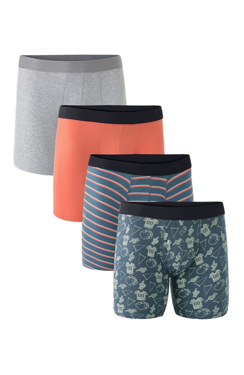 Pact Organic Cotton Everyday Extended Boxer Brief 4-Pack, Main, color, Touchdown