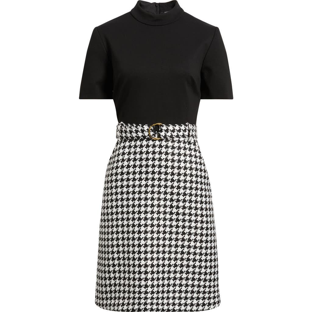 Julia Jordan Mixed Media Short Sleeve Minidress In Black