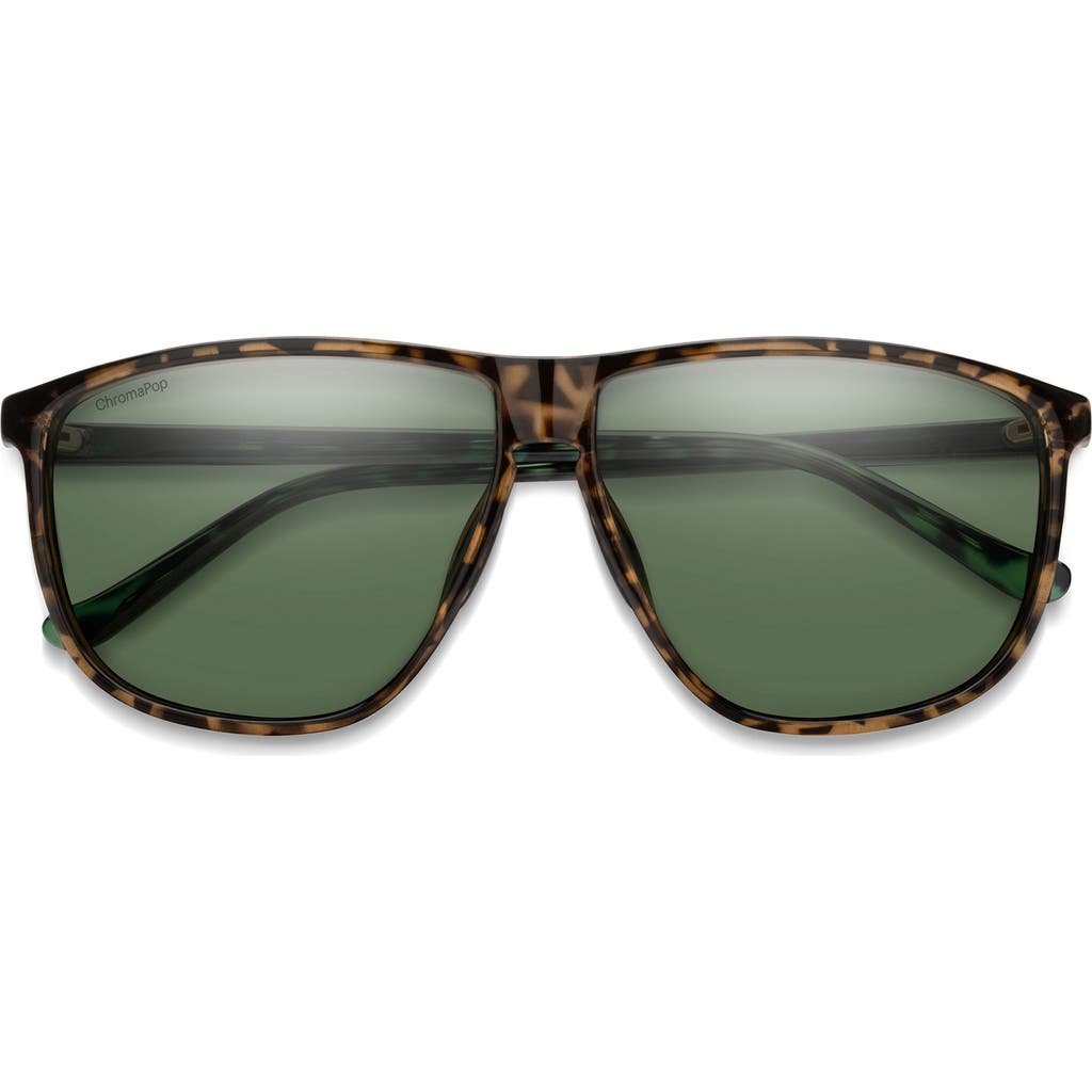Smith Mono Lake 63m Oversize Chromapop™ Polarized Round Sunglasses In Alpine Tortoise/gray Green