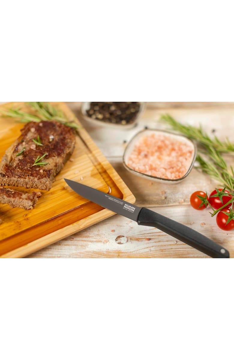 Kuhn Rikon ICED Steak Knife 4.13-Inch, Set of 4, Ice Hardened German Stainless Blade, Alternate, color, Black