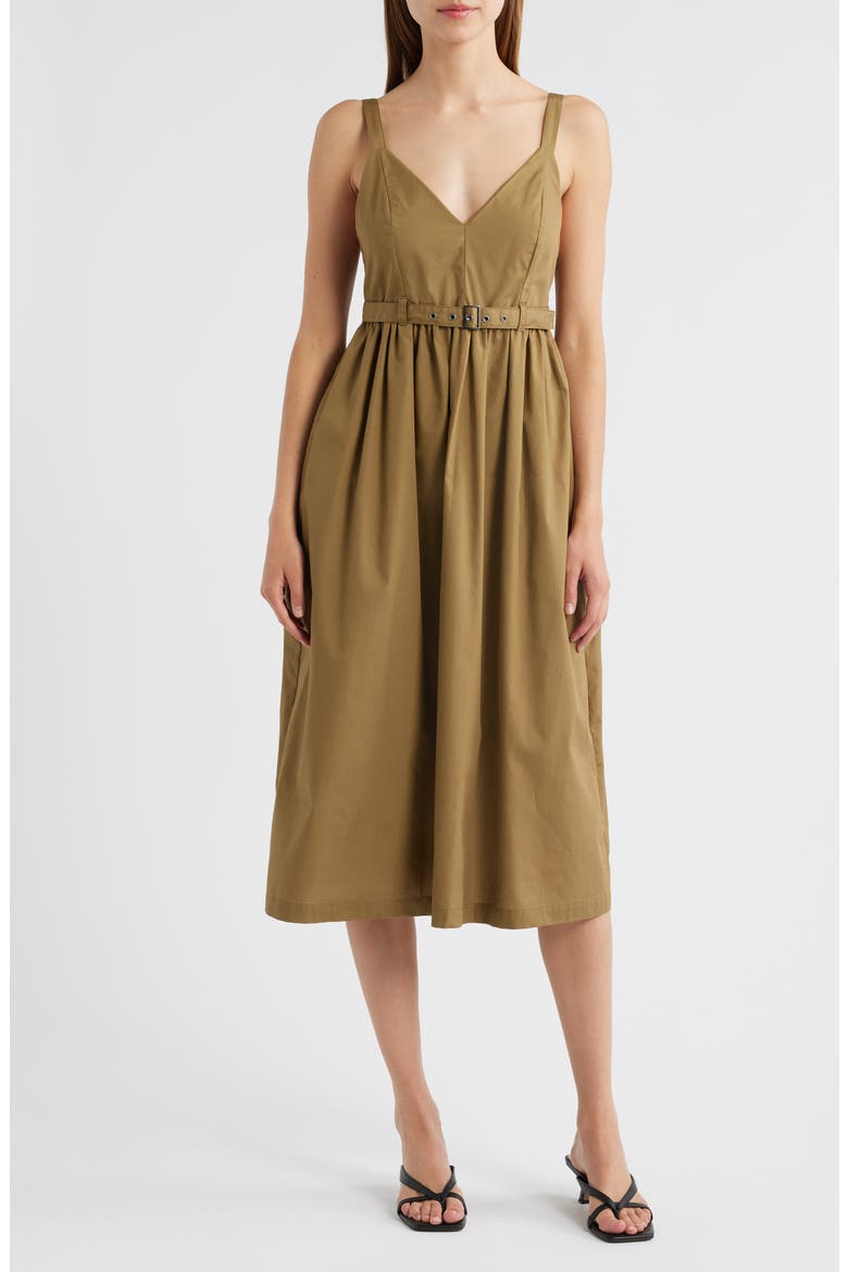 Juno Halter Neck Cotton Dress, Main, color, DEEP OLIVE