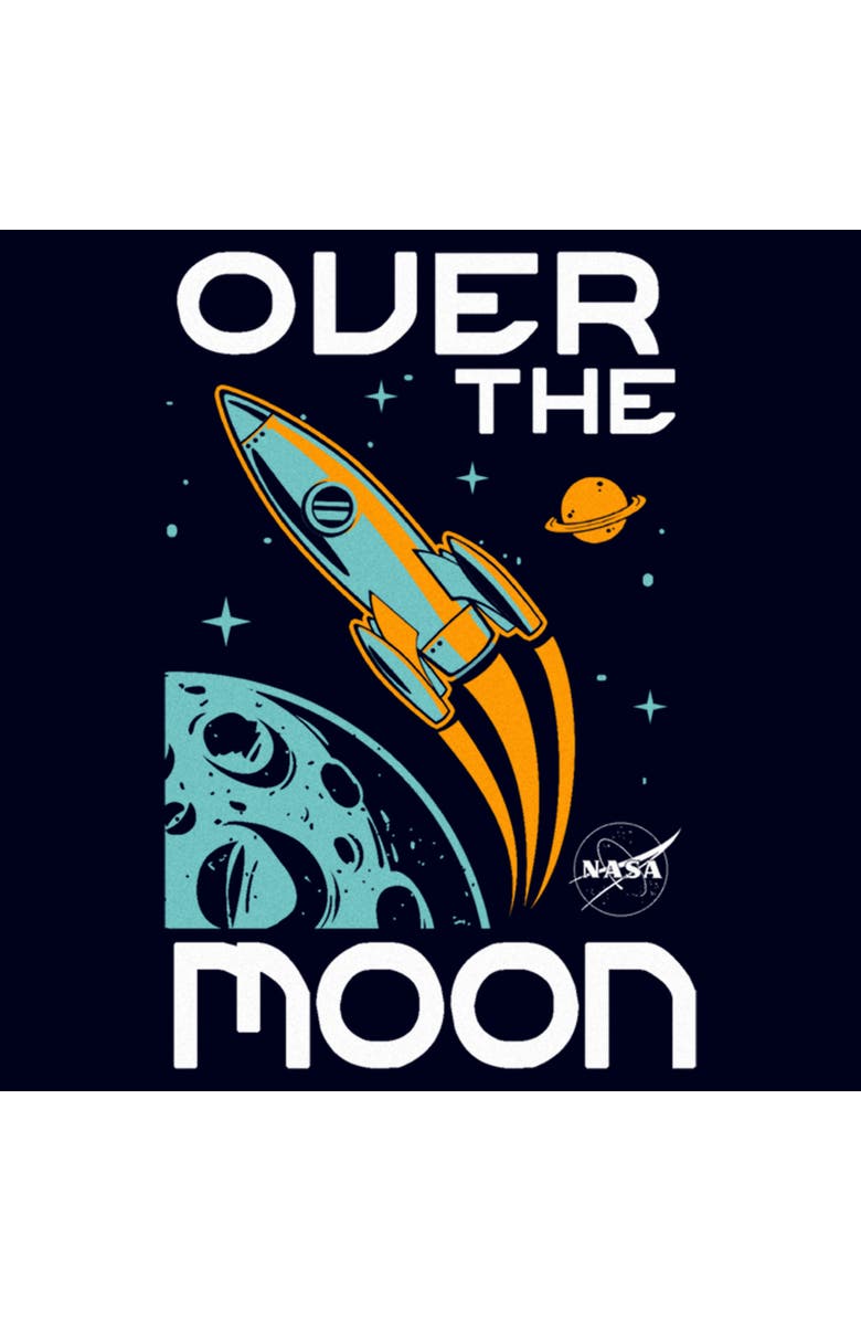 NASA Men's NASA Over the Moon Spaceship  Graphic T-Shirt, Alternate, color, Navy Blue