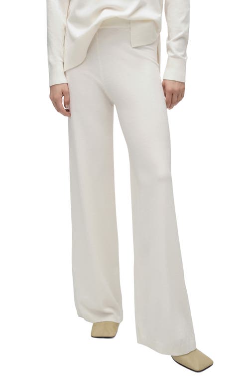 Mango High Waist Wide Leg Pants In Ecru