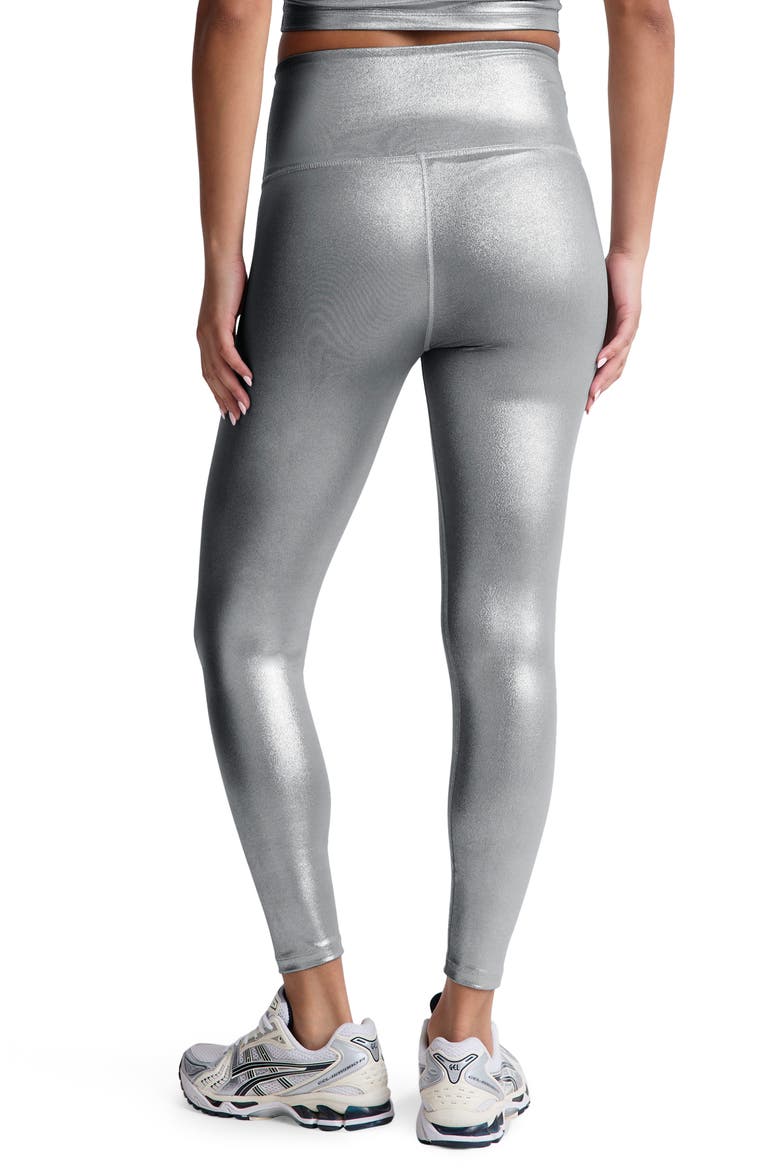 Caught in the Midi High Waist Leggings, Alternate, color, LIQUID SILVER
