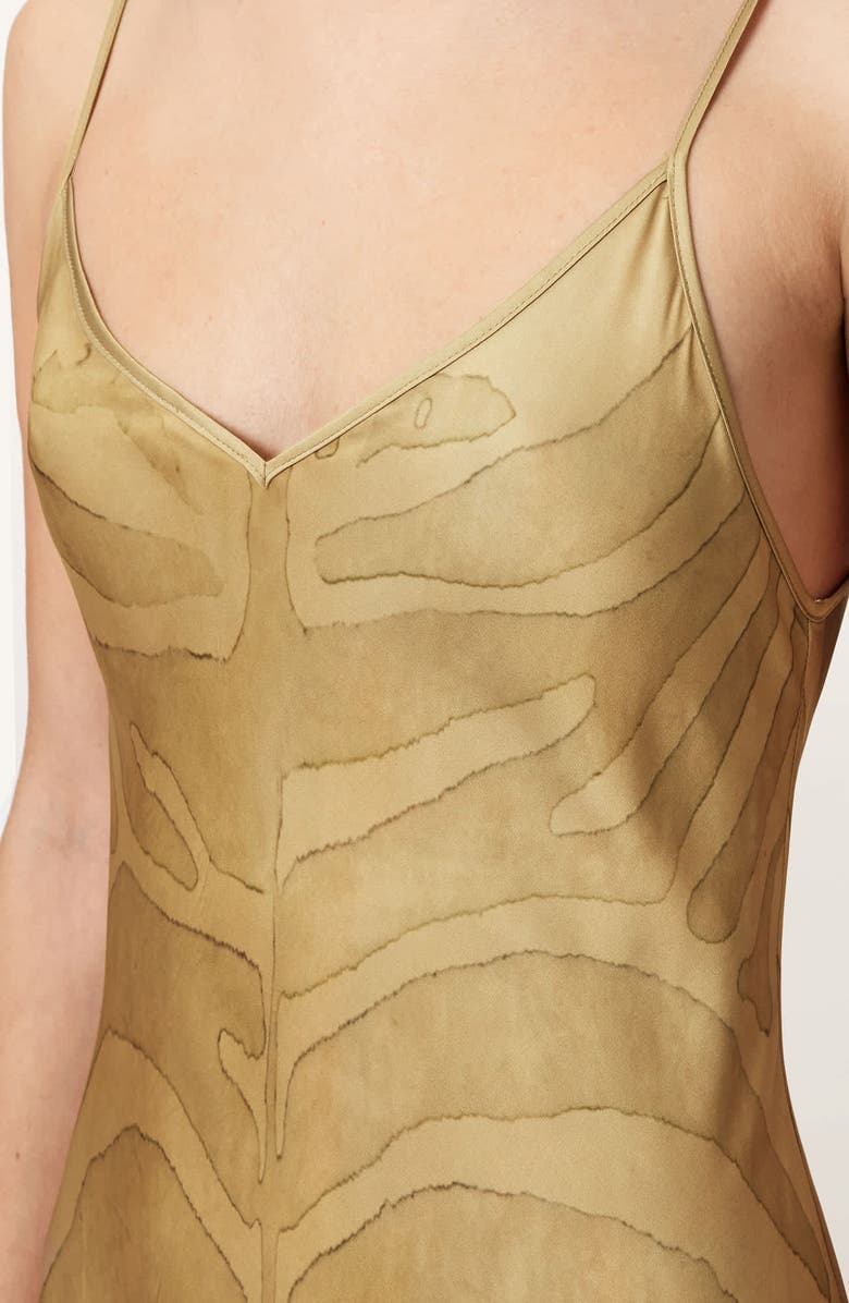 AllSaints Leona Handkerchief Hem Maxi Slipdress, Alternate, color, Zebra Sand Gold