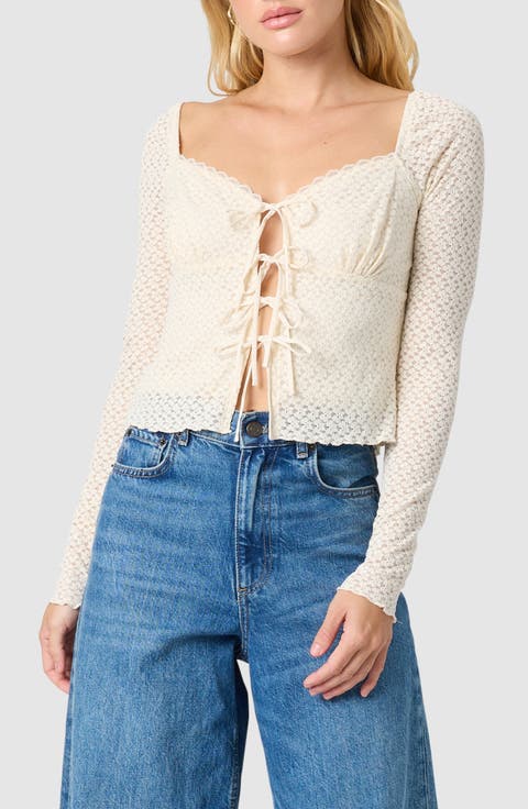 Tie Front Lace Top