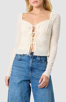 All in Favor Tie Front Lace Top