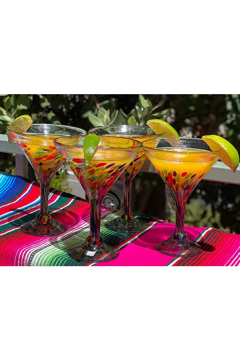 Confetti Carmen Design Modern Margarita Glasses - Set of 4, Alternate, color, Confetti
