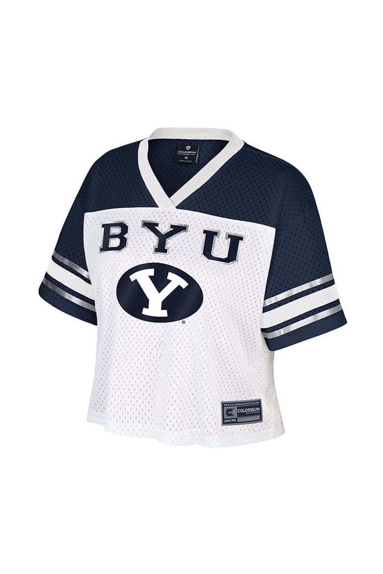 Women's Colosseum  White BYU Cougars Treasure Cropped Football Jersey, Alternate, color, White
