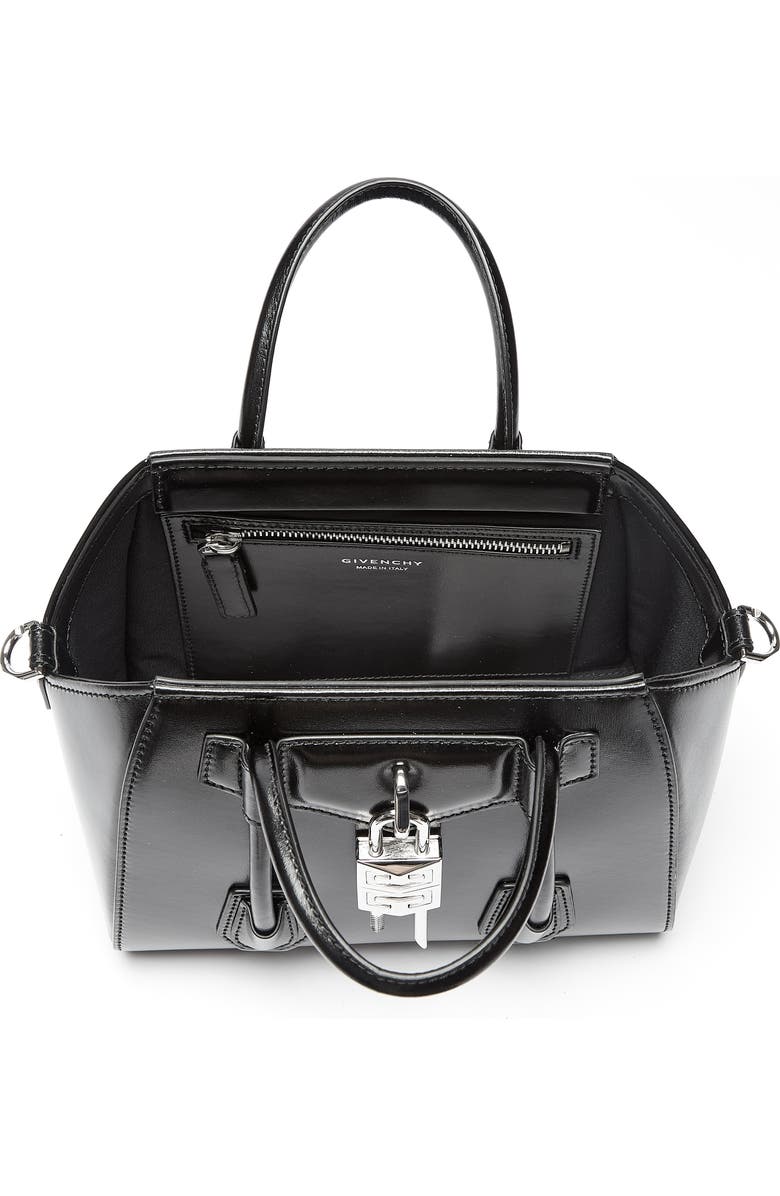Givenchy Mini Antigona Lock Leather Satchel, Alternate, color,