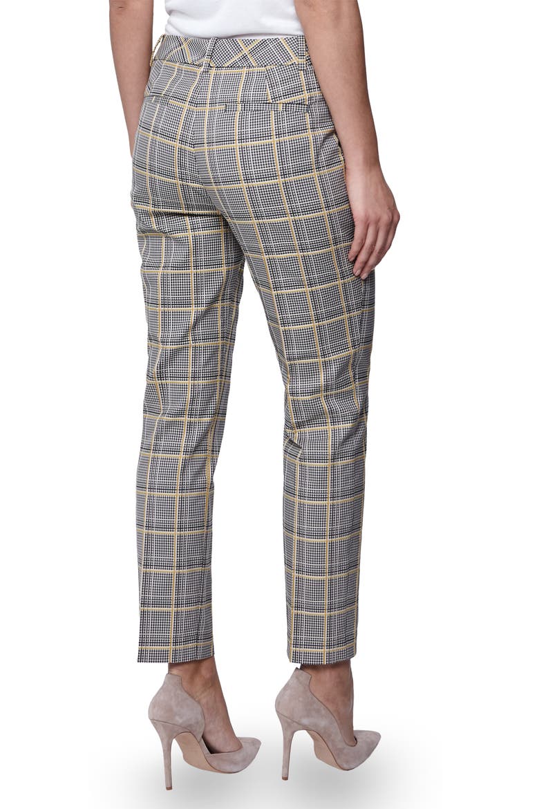 Joanne Check Stretch Cotton Blend Pants, Alternate, color, GREY CHECK