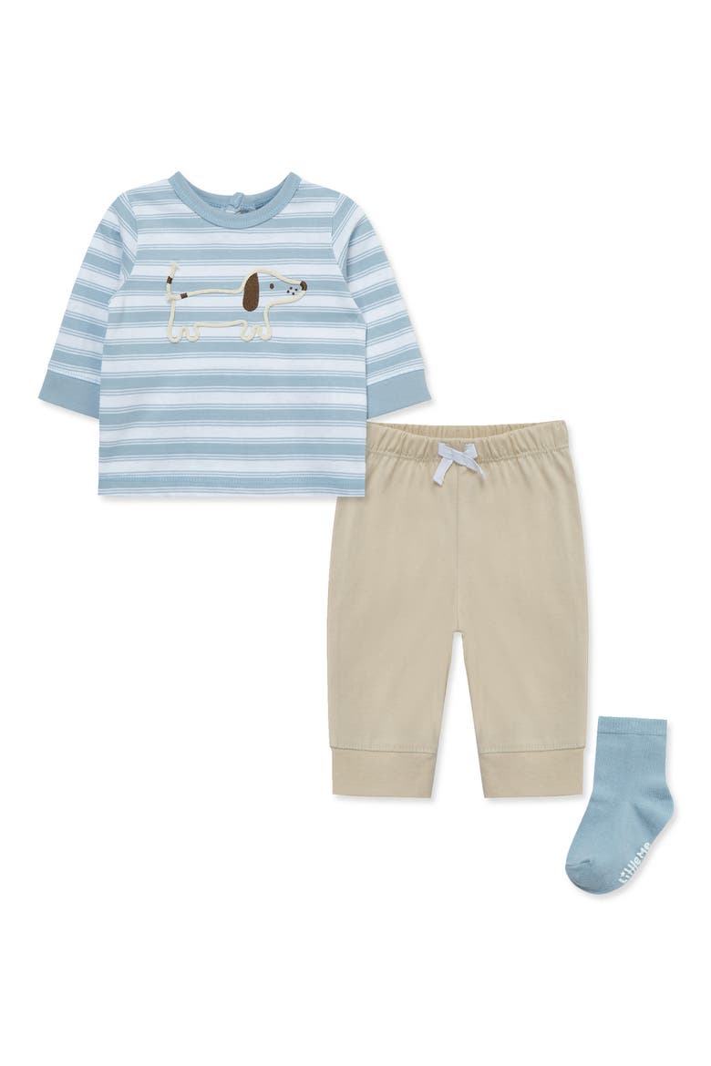 Puppy Long Sleeve T-Shirt, Joggers & Socks Set, Main, color, TAN