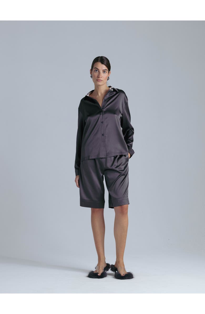 Alas Silk Bermuda Shorts, Alternate, color, Magic Grey