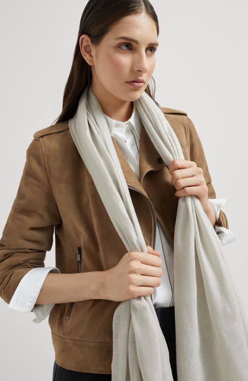 Brunello Cucinelli Fringed Cashmere-silk Blend Scarf In Pearl Grey