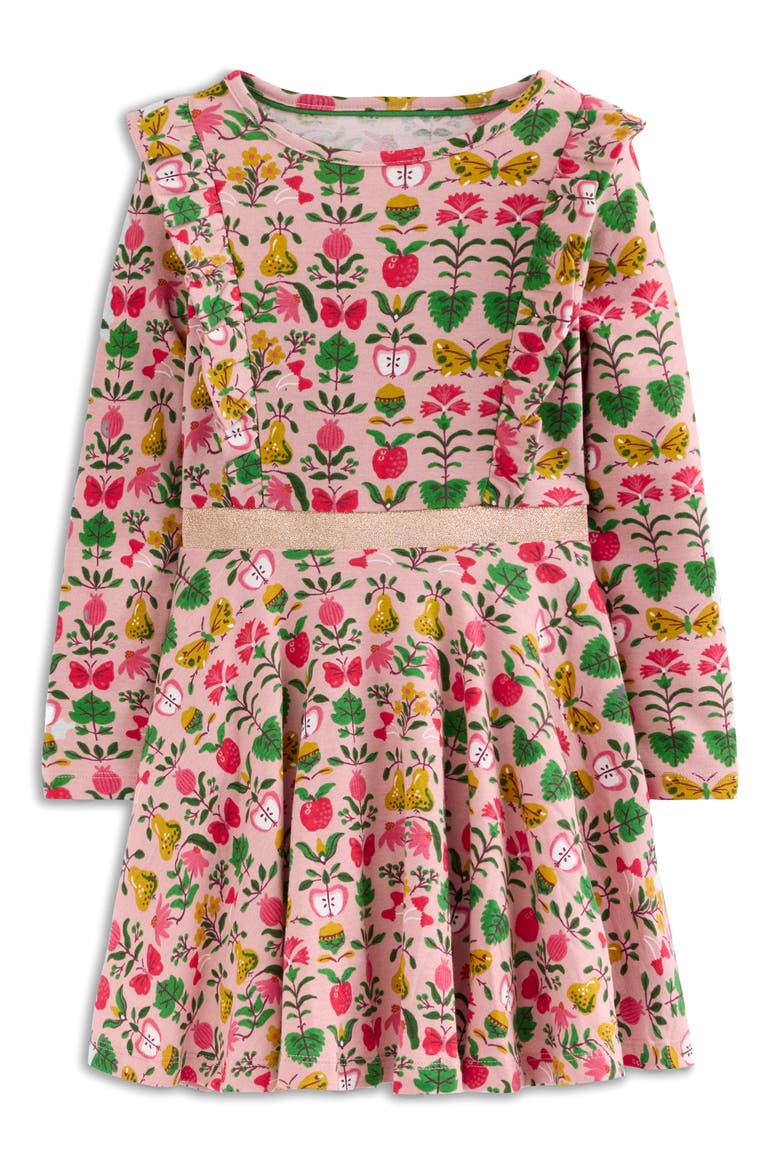 Kids' Floral Long Sleeve Cotton Jersey Dress, Main, color, VINTAGE PINK AUTUMN TAPESTRY