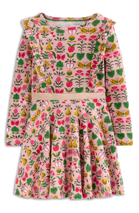 Kids' Floral Long Sleeve Cotton Jersey Dress (Toddler, Little Kid & Big Kid)