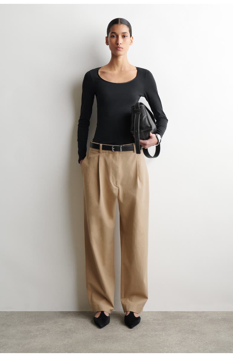 COS Cotton-Twill Tapered Pants, Main, color, Beige