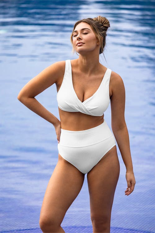 Pacifica By Sunsets Hannah High Waist Bikini Swim Bottoms In White