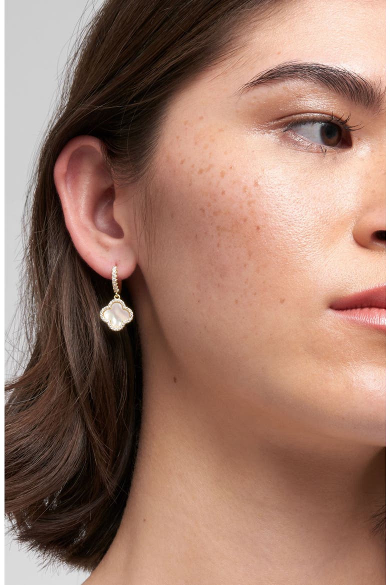 Clover Drop Earrings & Station Necklace Set, Alternate, color, GOLD