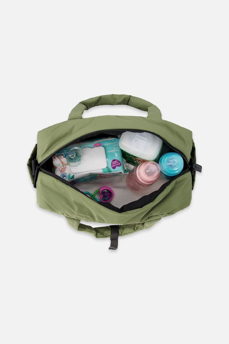 Water-Repellent 7-Compartment Changing Mat Diaper Bag, Alternate, color, Olive Green
