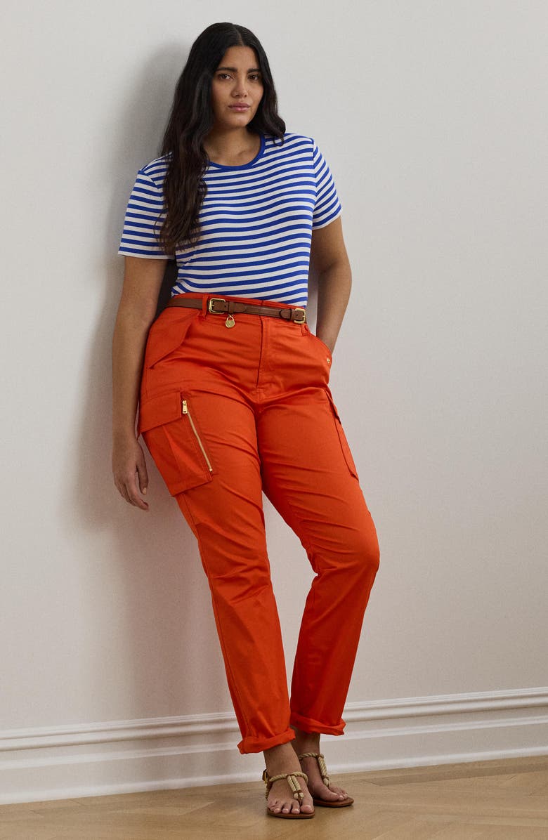 Lauren Ralph Lauren Stripe Stretch Cotton Crewneck T-Shirt, Alternate, color,