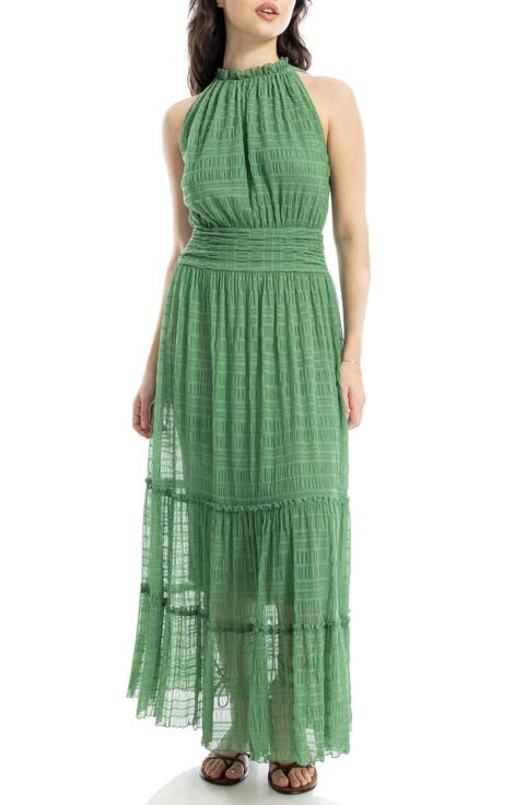 Mock Neck Lace Mesh Dress