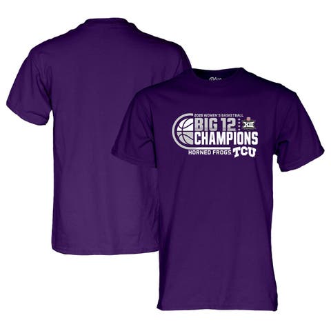 Men's Blue 84  Purple TCU Horned Frogs 2025 Big 12 Women's Basketball Conference Tournament Champions Locker Room T-Shirt