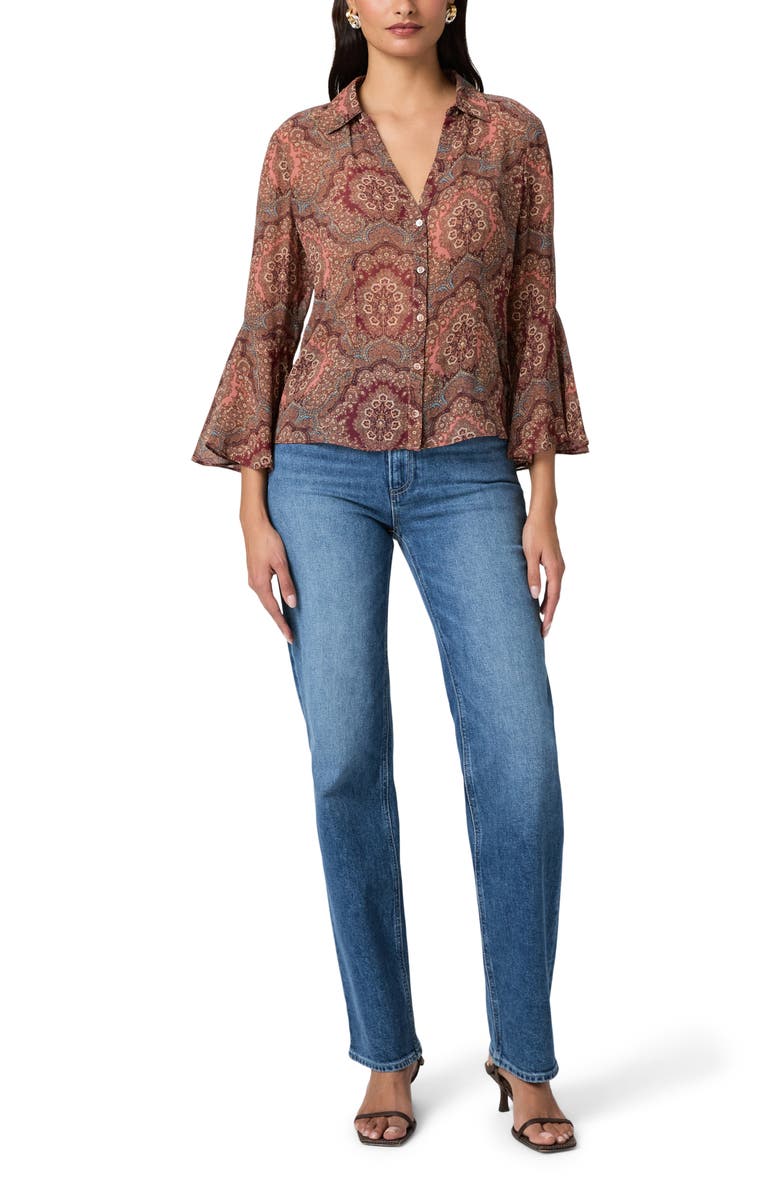 PAIGE Jasmeet Print Flare Sleeve Top, Alternate, color, Sunset Multi