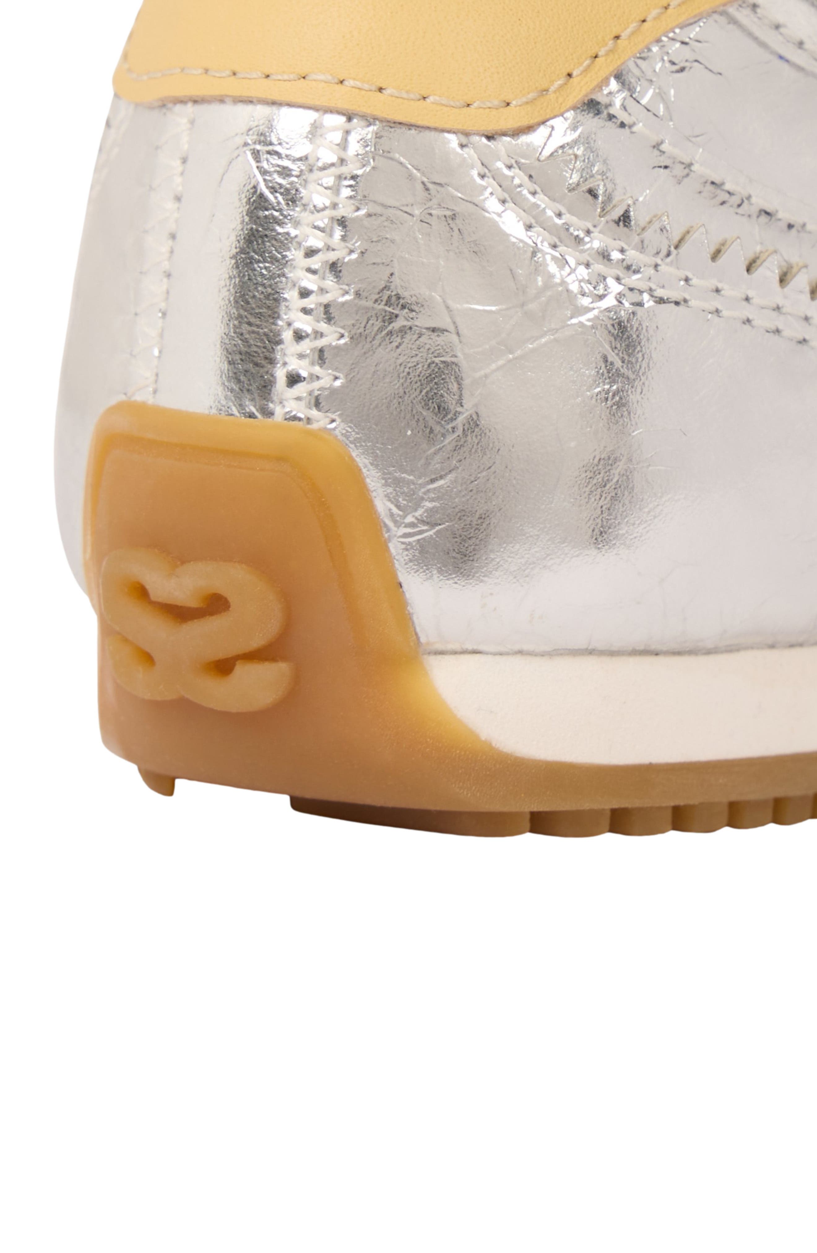 SANDRO LightWave metallic leather trainers, Alternate, color, Silver