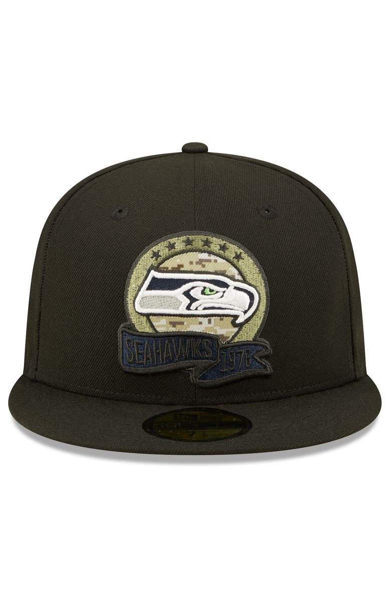 New Era Men's New Era Black Seattle Seahawks 2022 Salute To Service 59FIFTY Fitted Hat, Alternate, color, 
