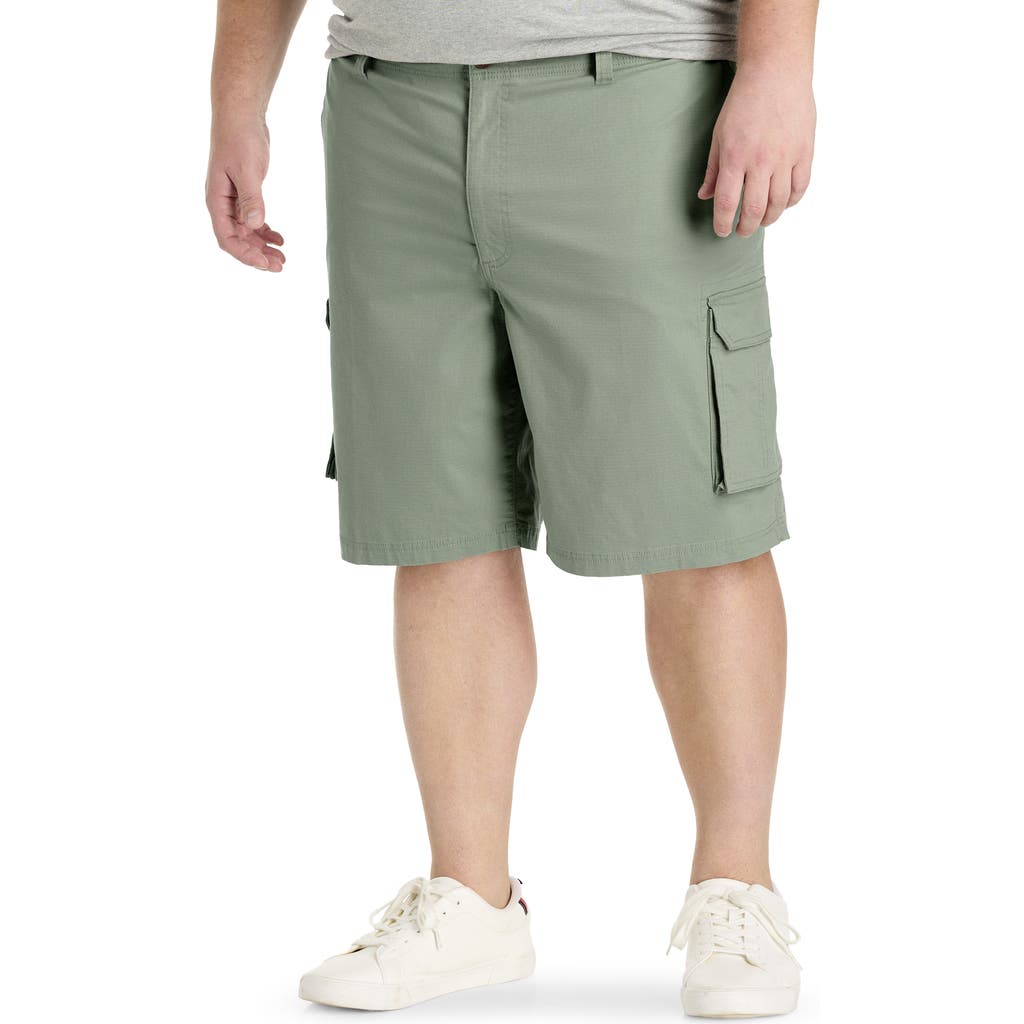 True Nation By Dxl Big & Tall Stretch Ripstop Cargo Shorts In Olive
