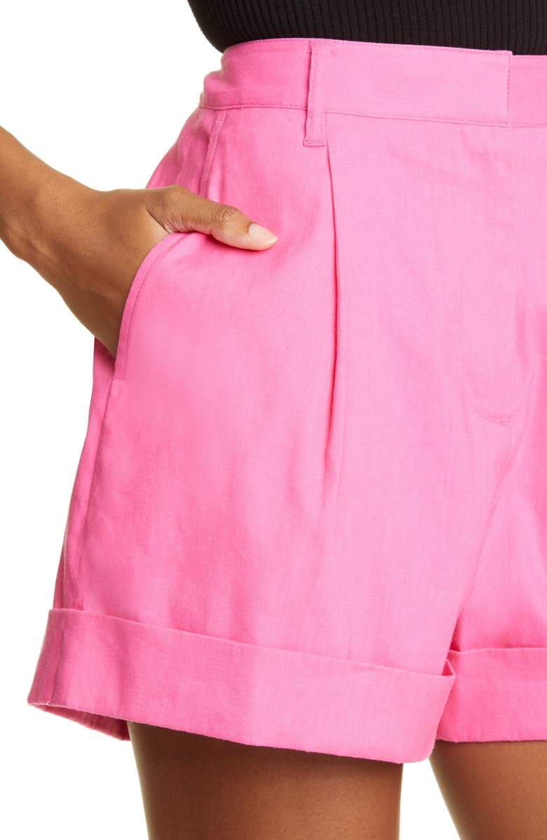 rag & bone Ivy Linen Blend Shorts, Alternate, color, Magenta