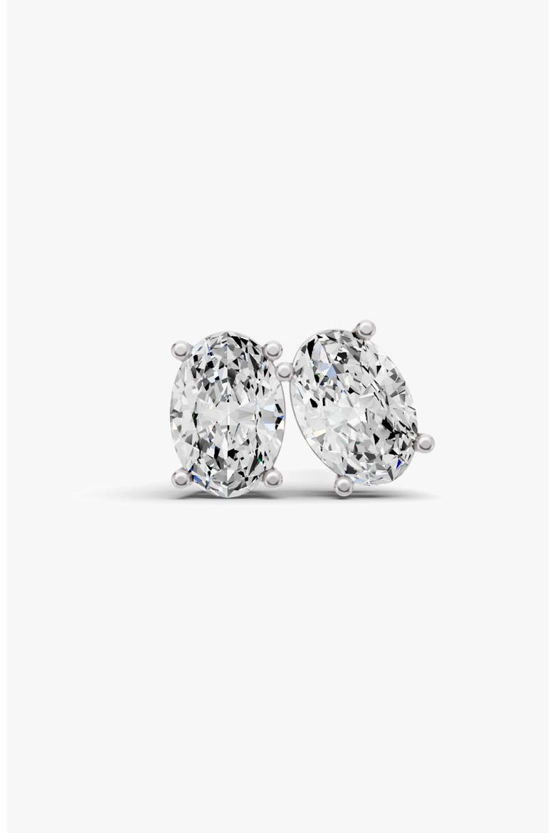 14K Gold Studs Earrings 1 ct Oval Prong Solitaire, Main, color, White Gold