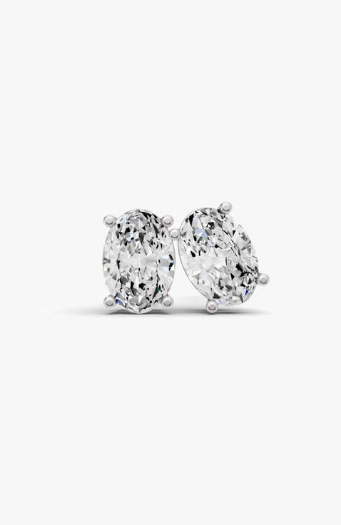 14K Gold Studs Earrings 0.25 ct Oval Prong Solitaire