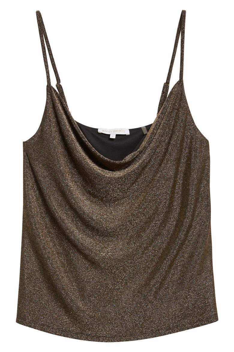 Carla Metallic Cowl Neck Camisole, Alternate, color, GOLD KNIT