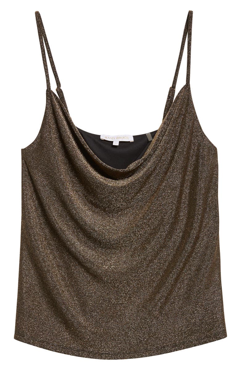 Ramy Brook Carla Metallic Cowl Neck Camisole, Alternate, color, Gold Knit
