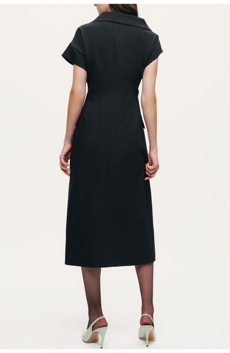 Nocturne Tailored Buckle-Wrap Midi Dress, Alternate, color, Black