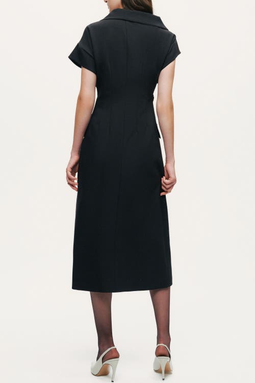 Nocturne Tailored Buckle-wrap Midi Dress In Black