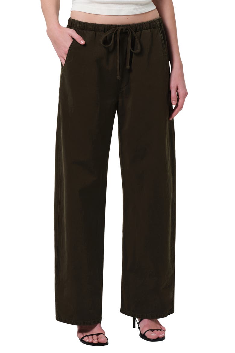 Aurora Pull-On Cotton & Hemp Pants, Main, color, DARK OLIVE