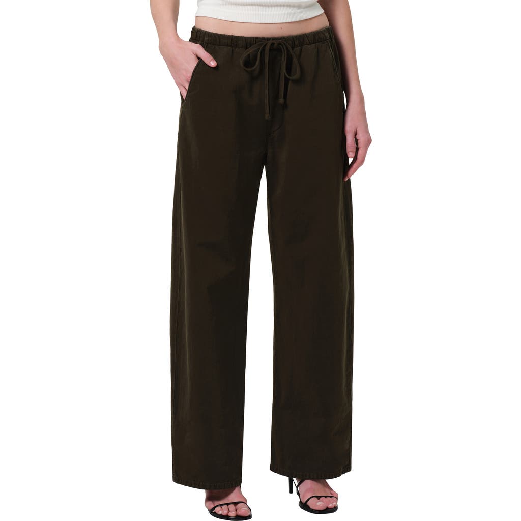 Citizens of Humanity Aurora Pull-On Cotton & Hemp Pants in Dark Olive  product