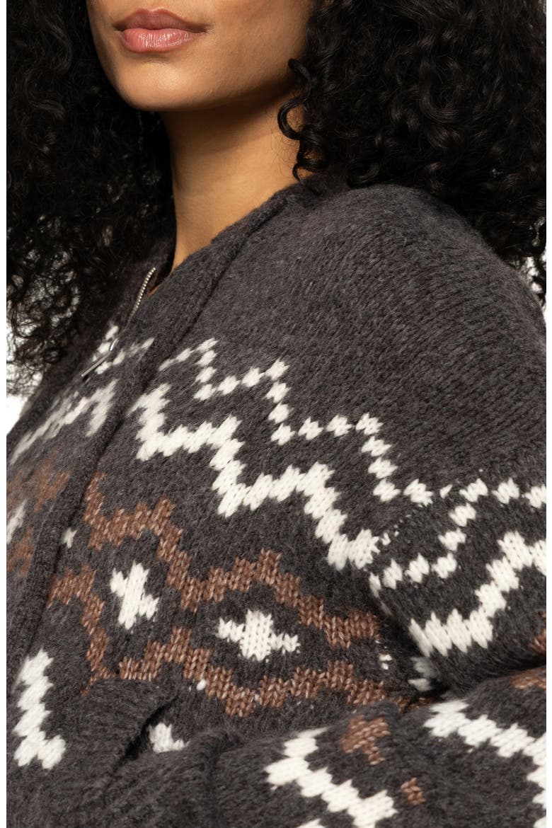 Fair Isle Zip Sweater Hoodie, Alternate, color, MOCHA FAIRISLE
