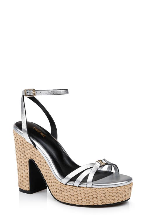 Shop L Agence L'agence Genevra Ankle Strap Platform Sandal In Silver Leather