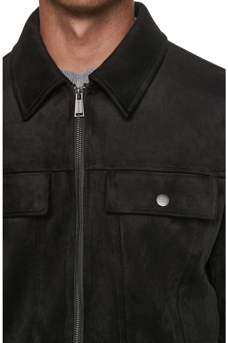 Faux Suede Trucker Jacket, Alternate, color, BLACK