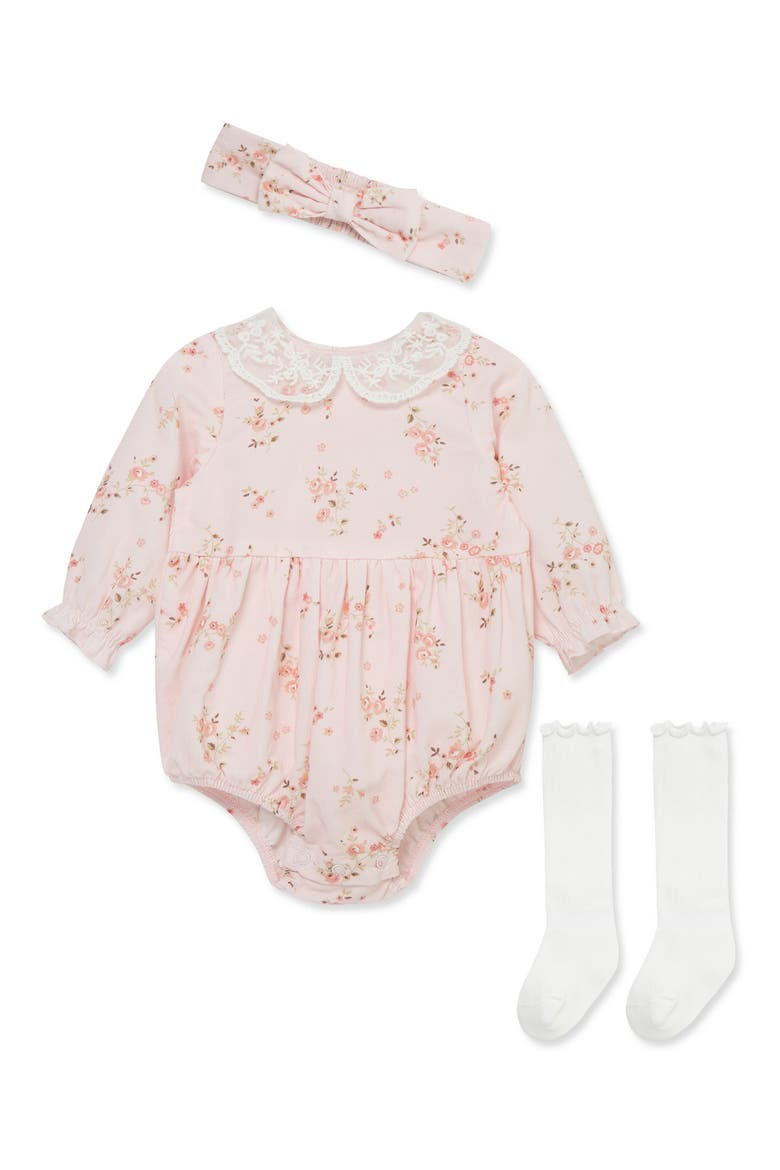 Rose Vine Bubble Bodysuit, Headband & Socks Set, Main, color, PINK FLORAL
