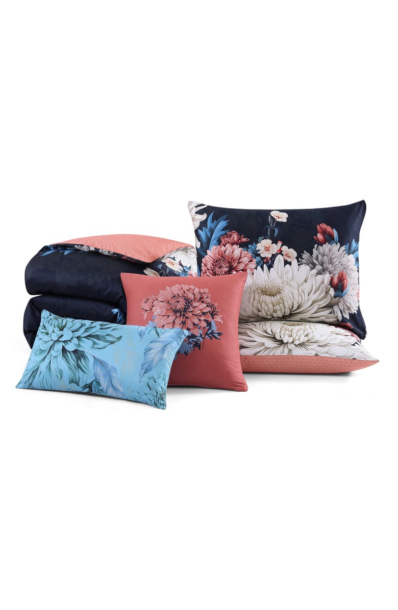 Bebejan Navy Mums Reversible 5-Piece Comforter Set, Alternate, color, Blue