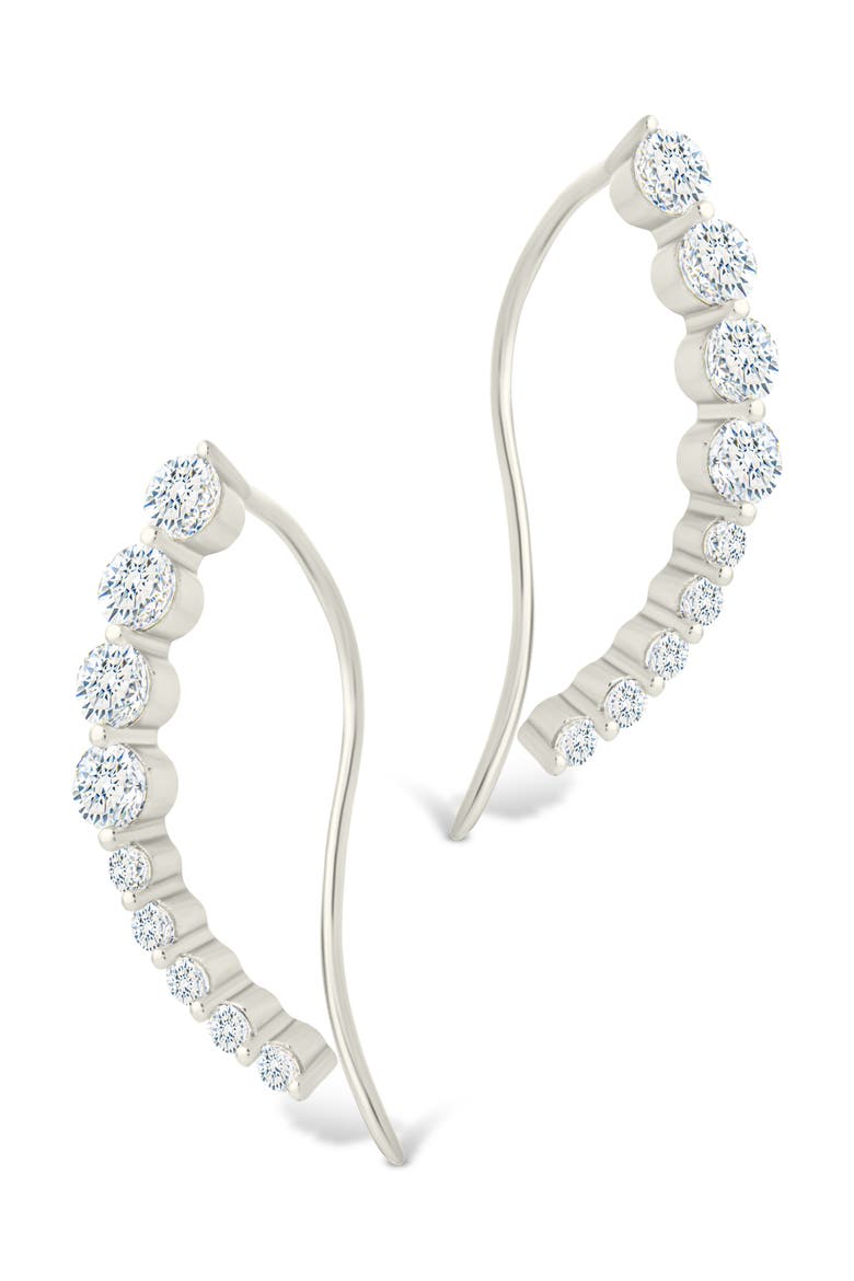 Brilliant Cubic Zirconia Single Ear Crawler, Alternate, color, SILVER