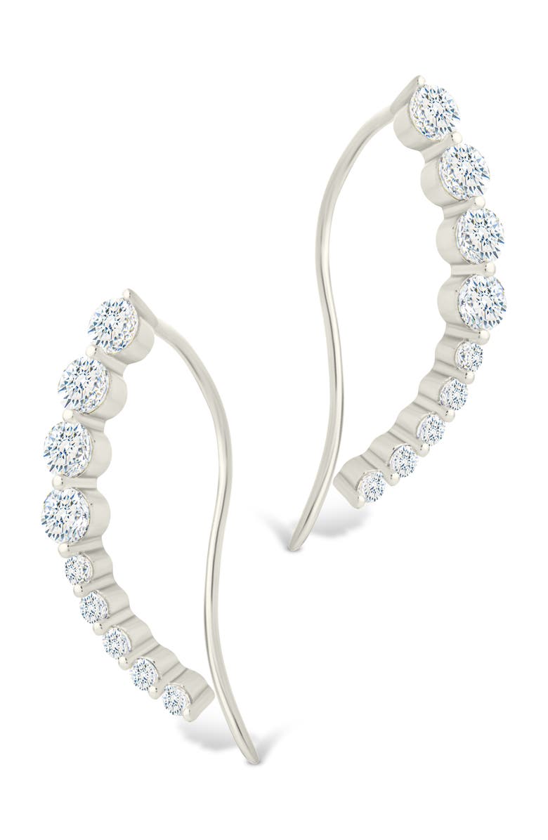 Sterling Forever Brilliant Cubic Zirconia Single Ear Crawler, Alternate, color, Silver