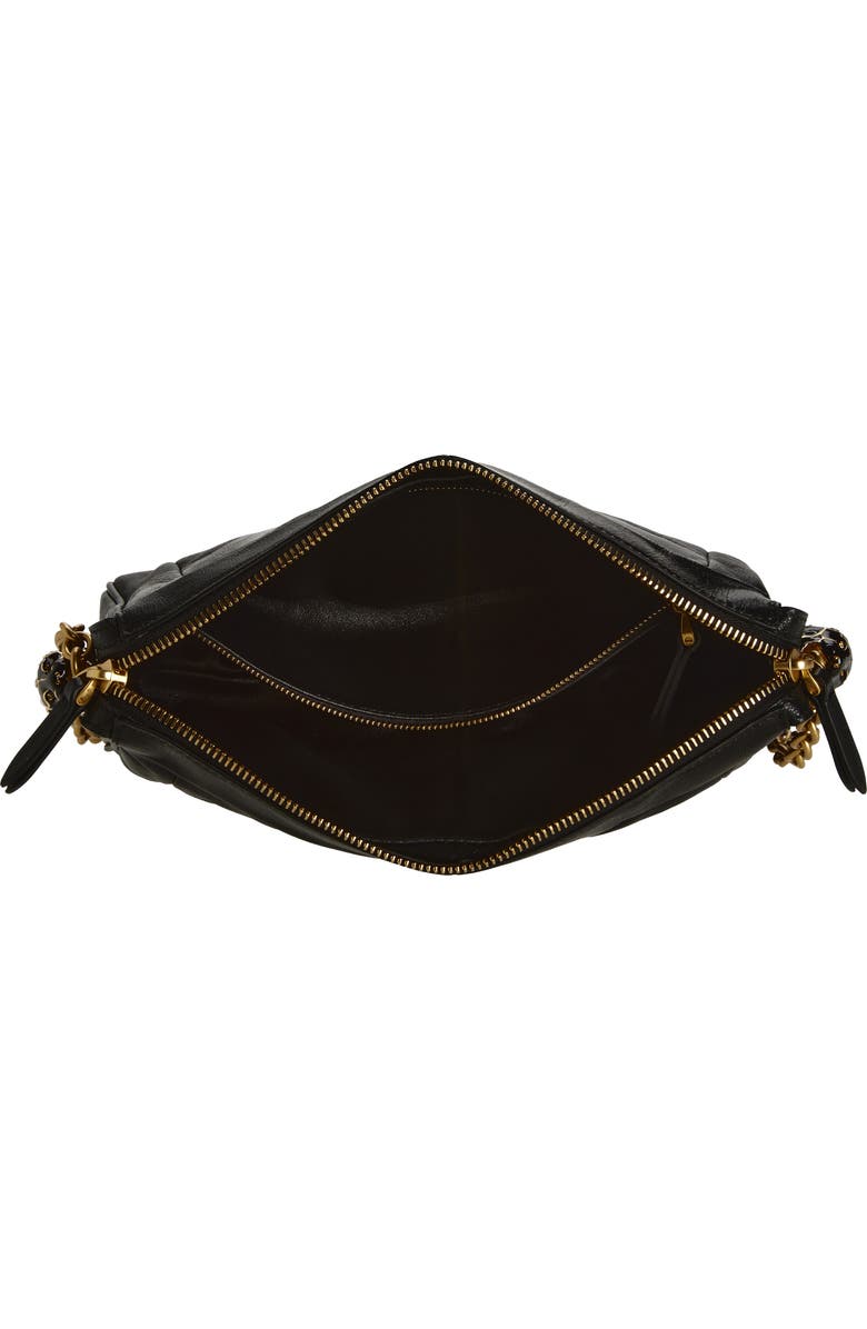 Valentino Garavani Small Panthea Chevron Patchwork Leather Shoulder Bag, Alternate, color, Black