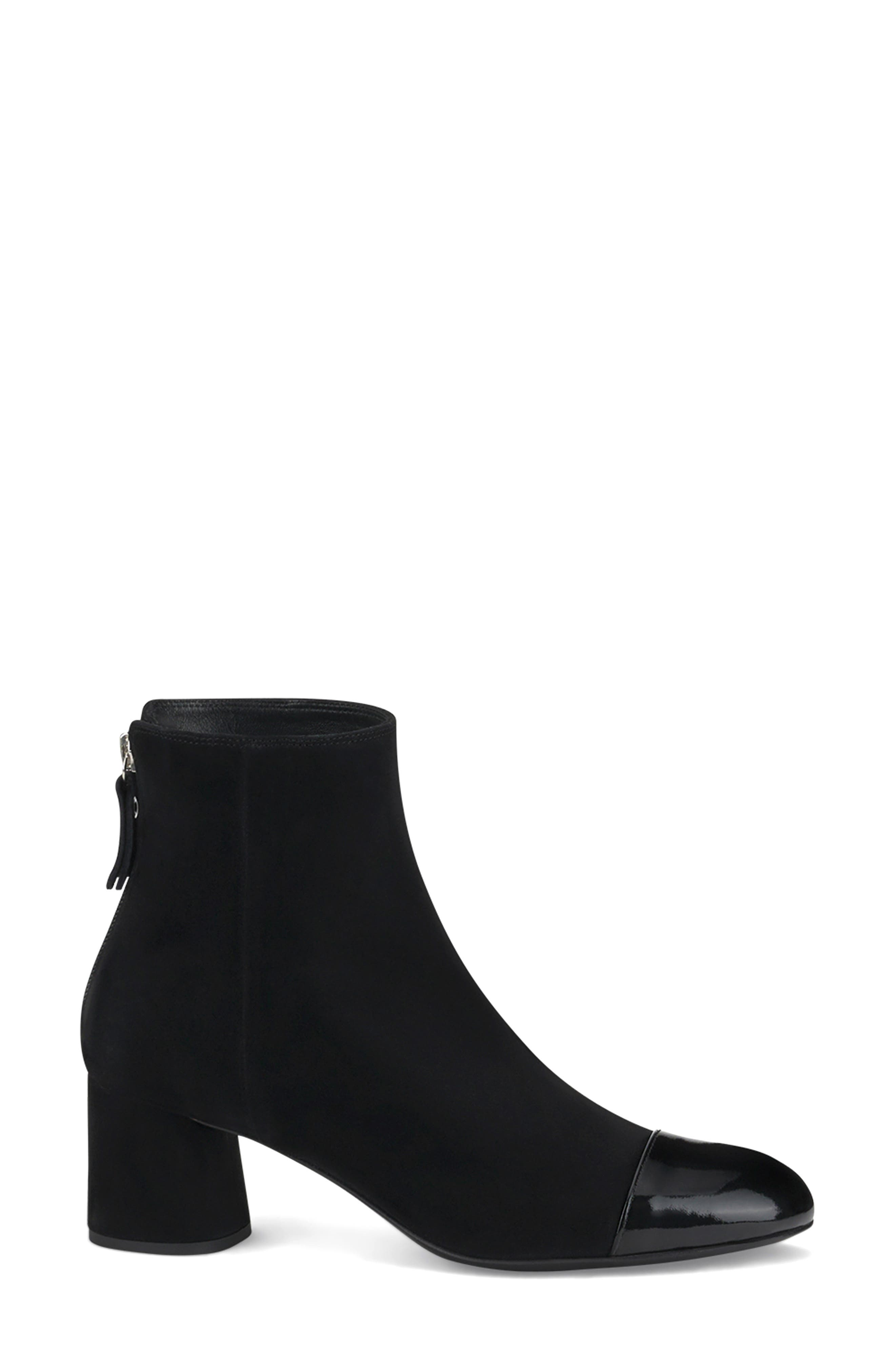 Veta Cap Toe Velour Bootie with Heel, Alternate, color, NERO-NERO