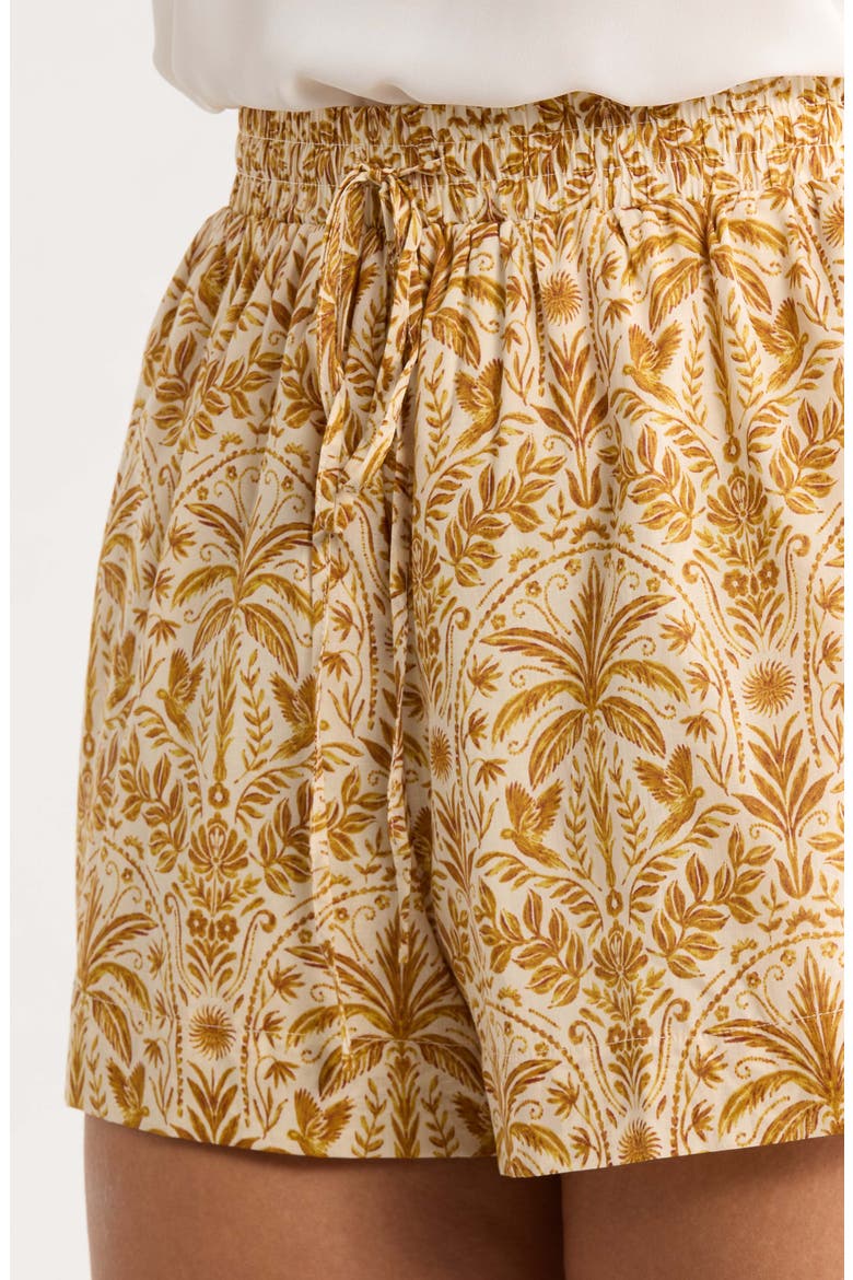 Calina Tropical High Waist Shorts, Alternate, color, CREAM-BROWN